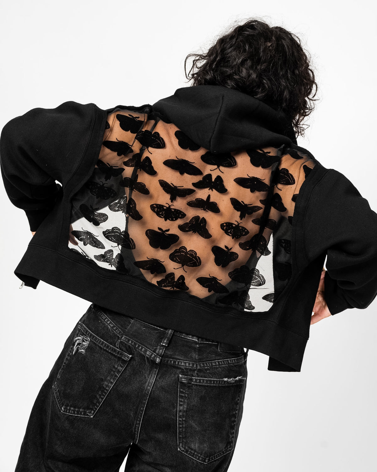 THE CROPPED BACKLESS LACE HOODIE (PREORDER)