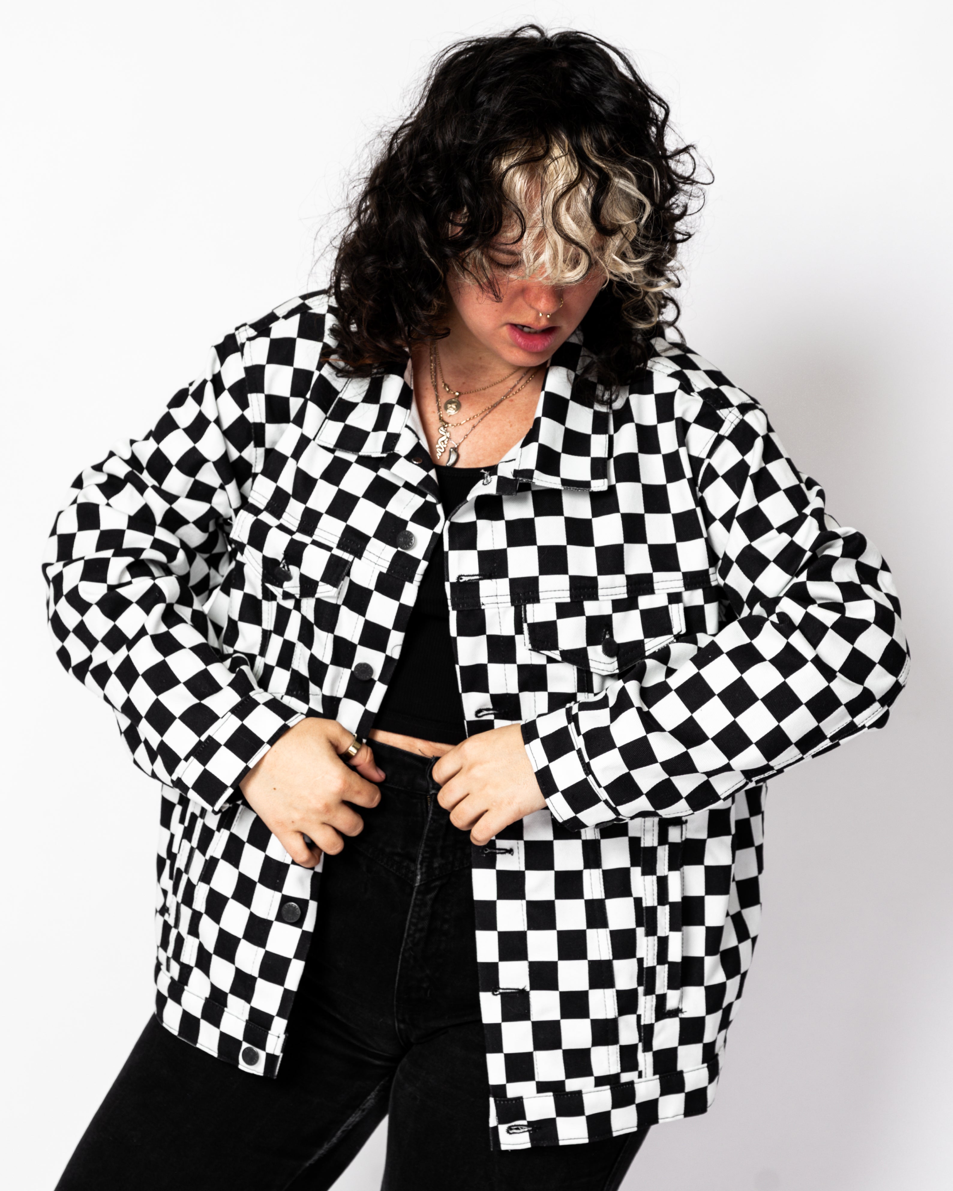 CHECKERBOARD TRUCKER JACKET (READY TO SHIP) – Dragon Denim