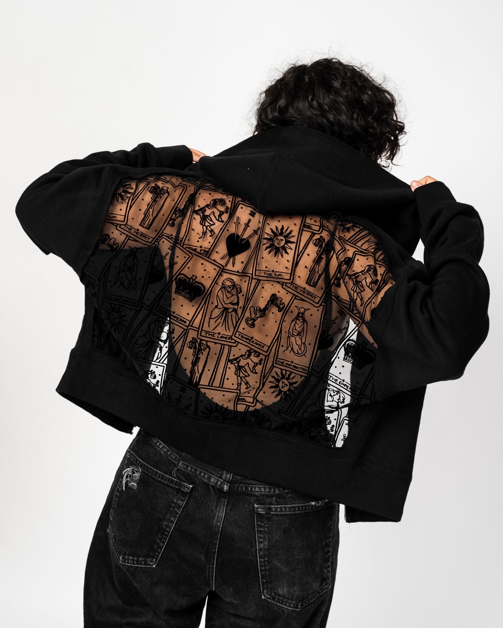 THE CROPPED BACKLESS LACE HOODIE (PREORDER) – Dragon Denim