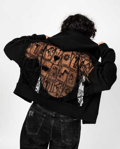 THE CROPPED BACKLESS LACE HOODIE (PREORDER)
