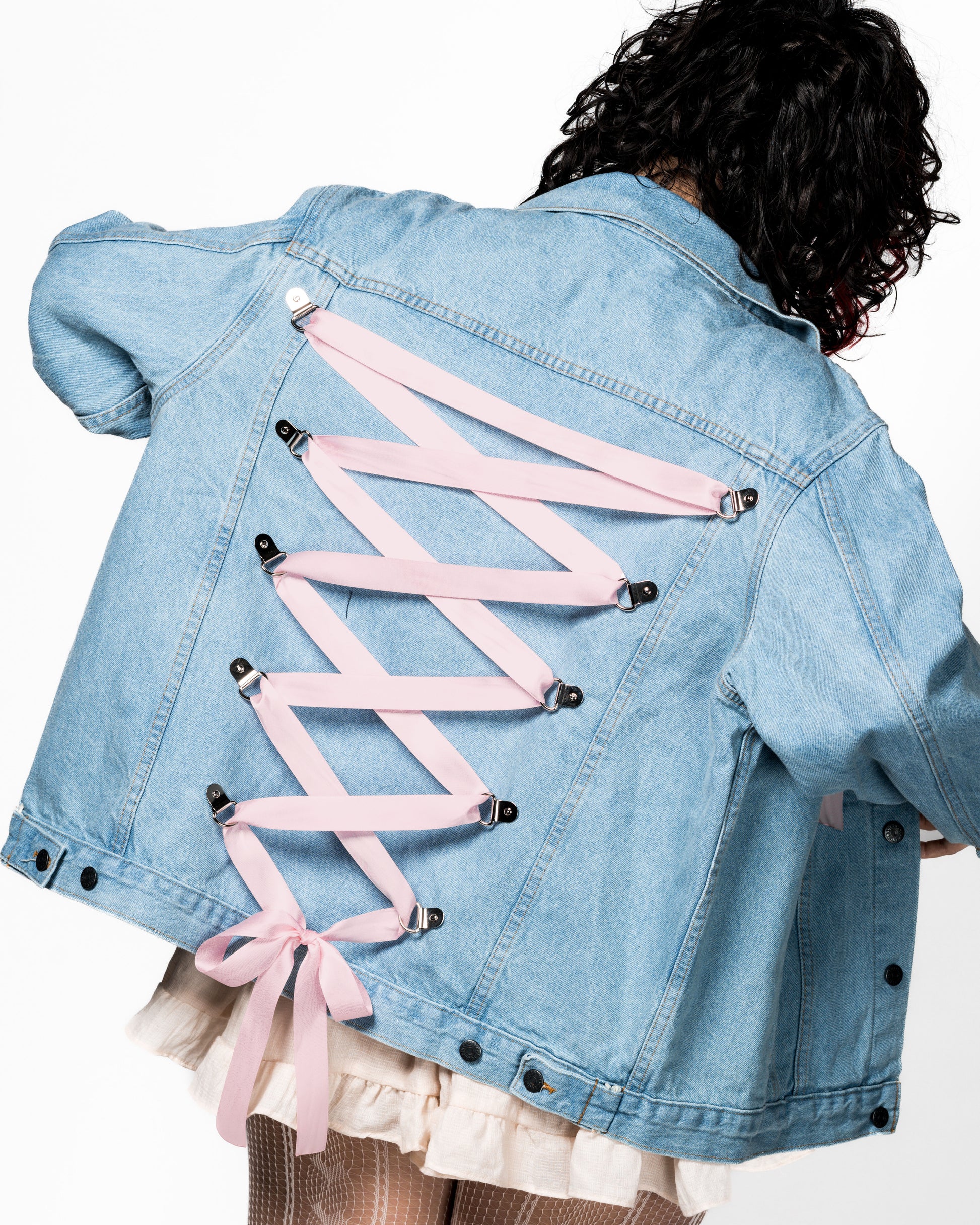 DENIM AND PATTERNED CORSET JACKET/TOP – CHAYKE