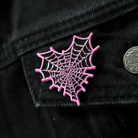 PINK SPIDERWEB ENAMEL PIN