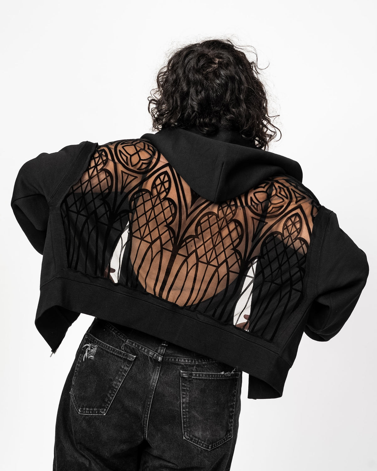 THE CROPPED BACKLESS LACE HOODIE (PREORDER)