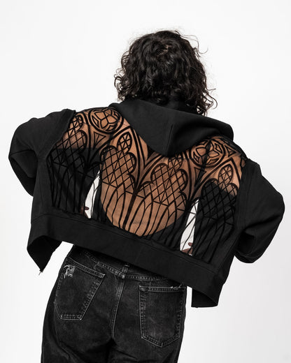 THE CROPPED BACKLESS LACE HOODIE (PREORDER)