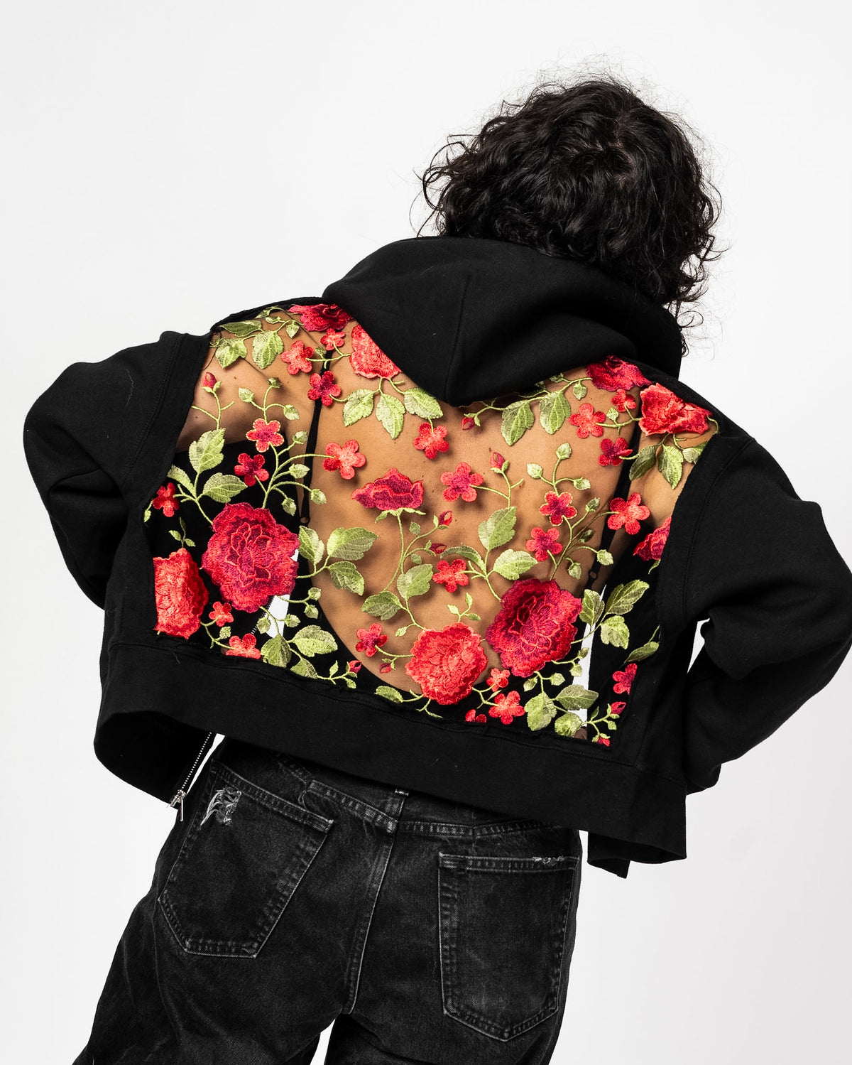 THE CROPPED BACKLESS LACE HOODIE (PREORDER)