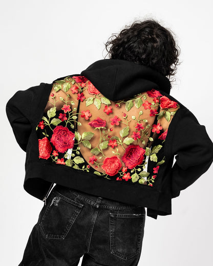 THE CROPPED BACKLESS LACE HOODIE (PREORDER)