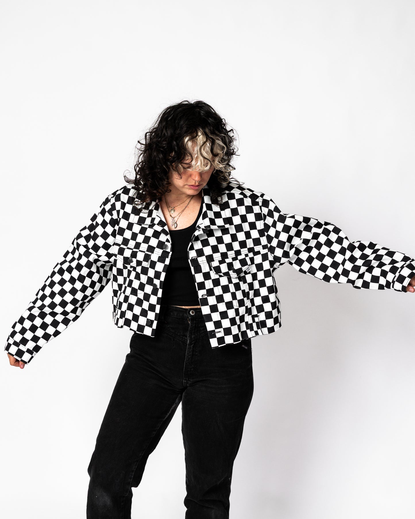 CHECKERBOARD TRUCKER JACKET