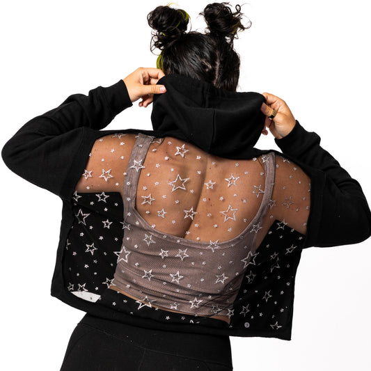 THE CROPPED BACKLESS LACE HOODIE (PREORDER)