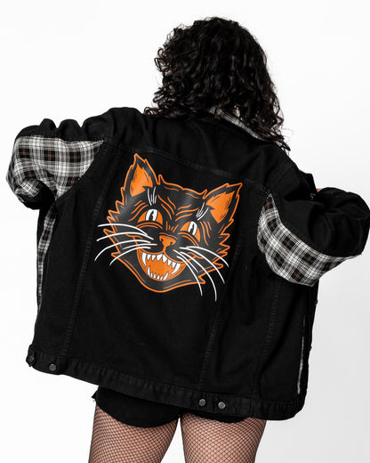 THE VINTAGE CAT PLAID TRUCKER JACKET