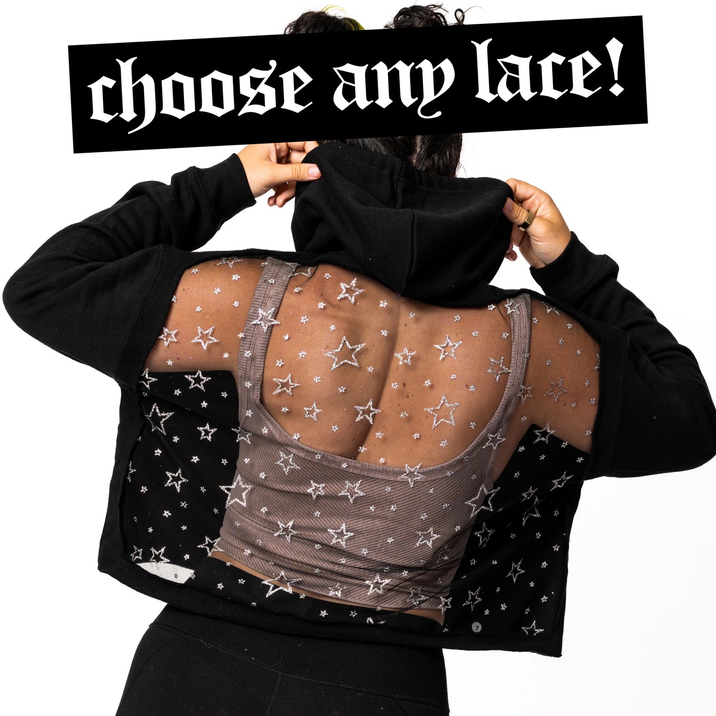 THE CROPPED BACKLESS LACE HOODIE (PREORDER)