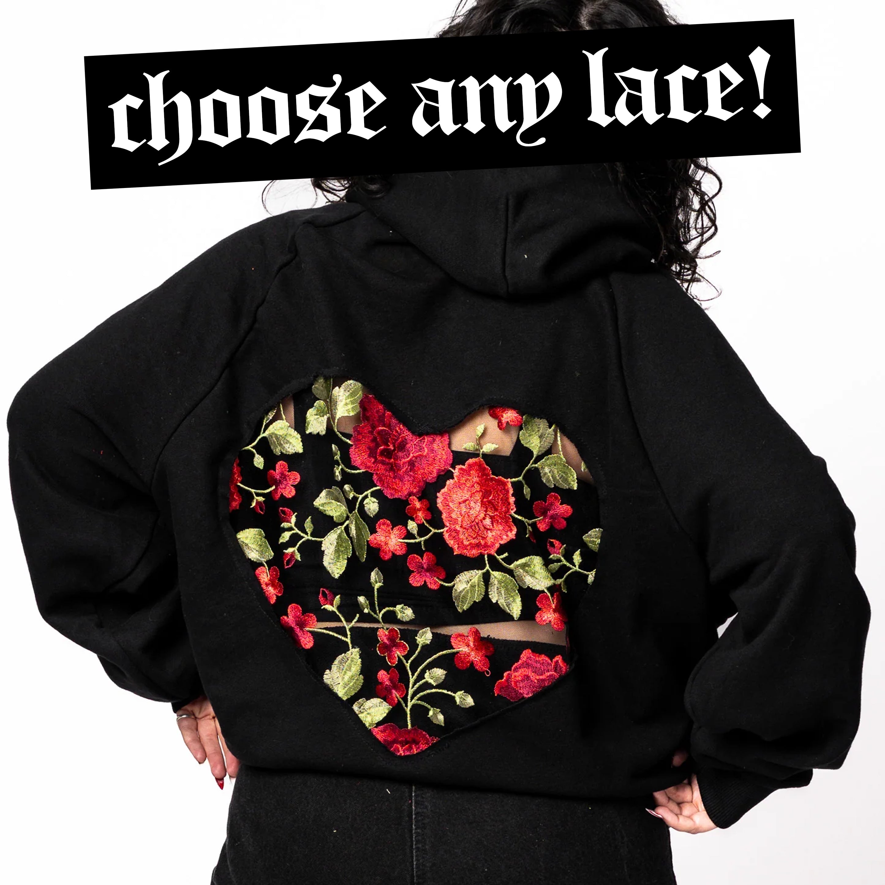 THE HEART CUT OUT LACE HOODIE (PREORDER) – Dragon Denim